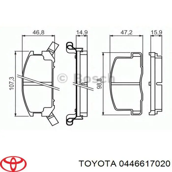 0446617020 Toyota pastillas de freno traseras