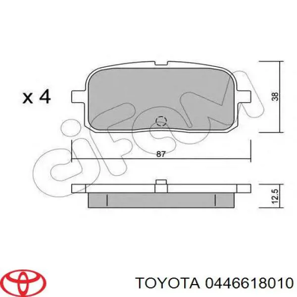 0446618010 Toyota pastillas de freno traseras