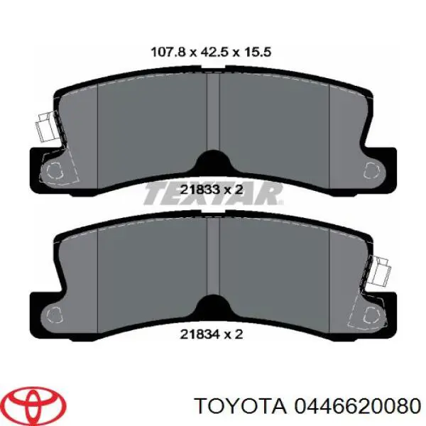 0446620080 Toyota pastillas de freno traseras