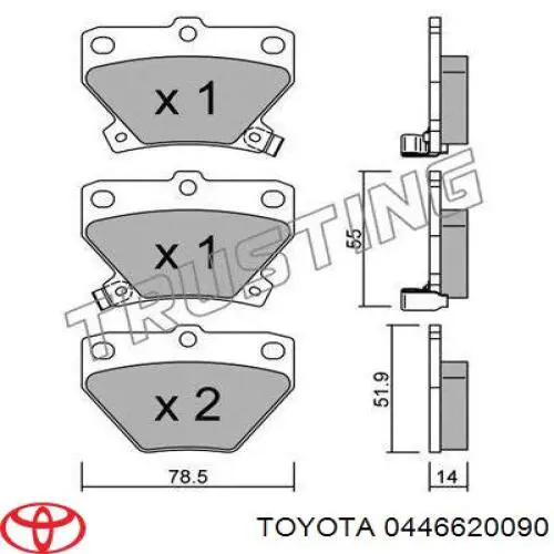 0446620090 Toyota pastillas de freno traseras