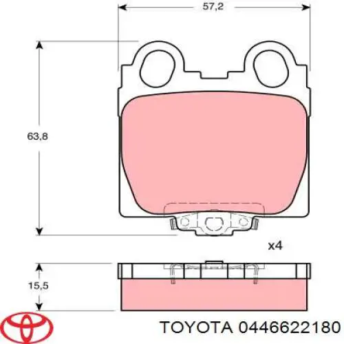 0446622180 Toyota pastillas de freno traseras