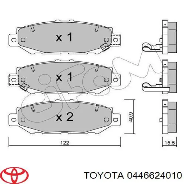 0446624010 Toyota pastillas de freno traseras