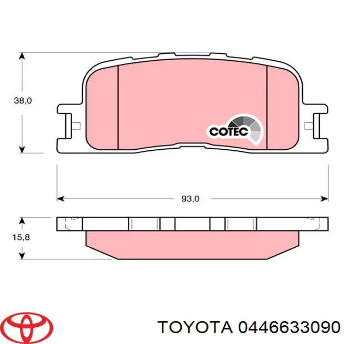 0446633090 Toyota pastillas de freno traseras