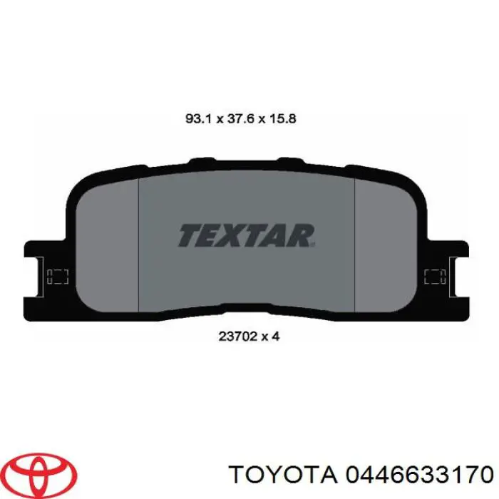 0446633170 Toyota pastillas de freno traseras