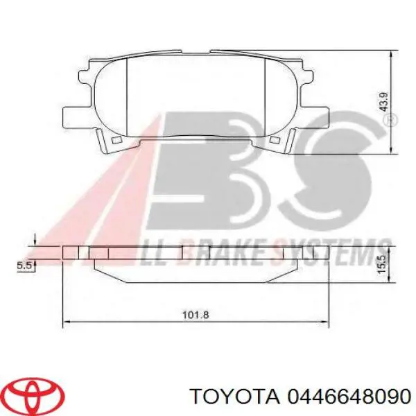 0446648090 Toyota pastillas de freno traseras