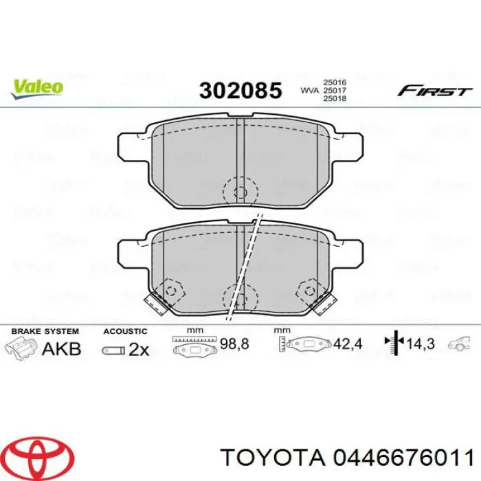 0446676011 Toyota pastillas de freno traseras