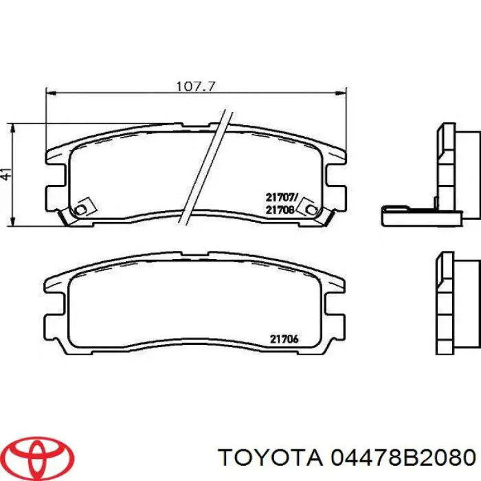 04478B2080 Toyota juego de reparación, pinza de freno delantero