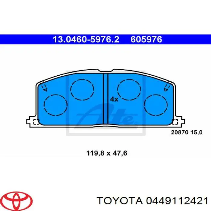 0449112421 Toyota pastillas de freno delanteras