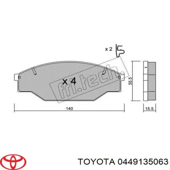 0449135063 Toyota pastillas de freno delanteras