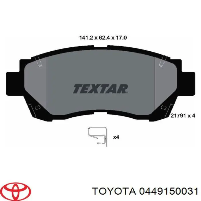 0449150031 Toyota pastillas de freno delanteras