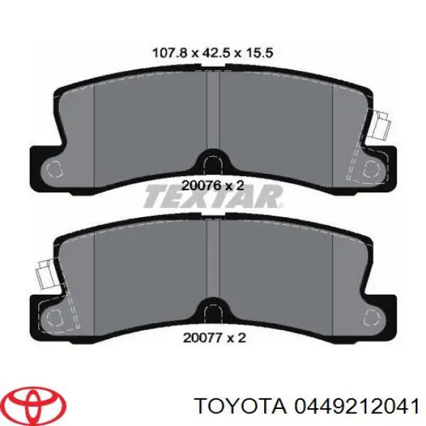 0449212041 Toyota pastillas de freno traseras