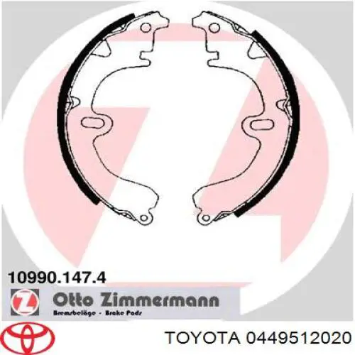 0449512020 Toyota zapatas de frenos de tambor traseras