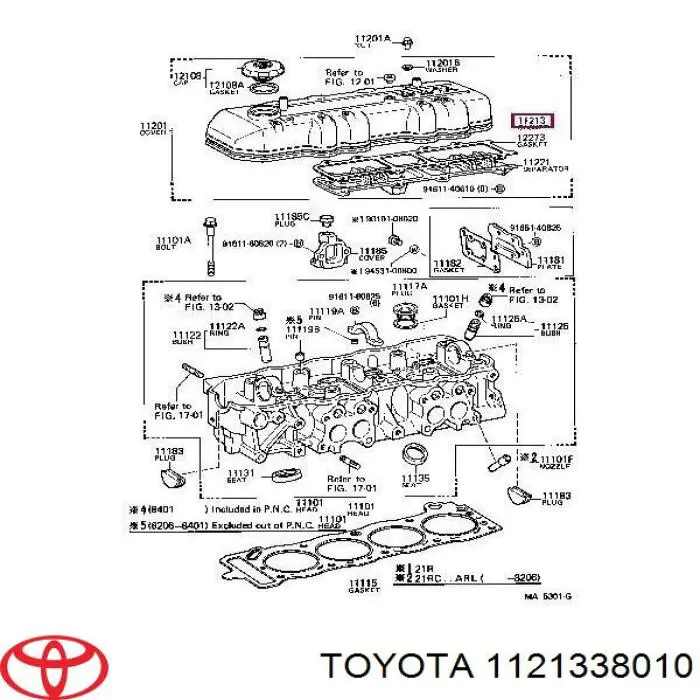 1121338010 Toyota junta de la tapa de válvulas del motor