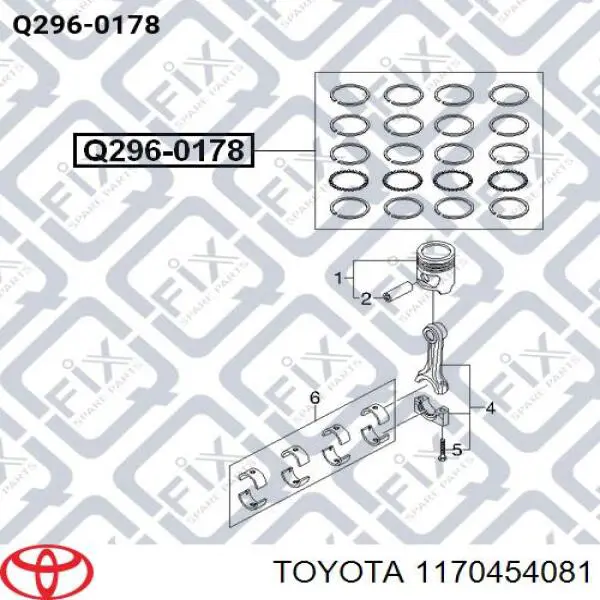 1170454080 Toyota juego de cojinetes de cigüeñal, cota de reparación +0,25 mm