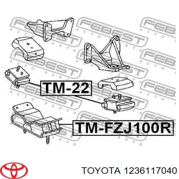 1236117040 Toyota almoahada (soporte Del Motor Izquierda / Derecha)