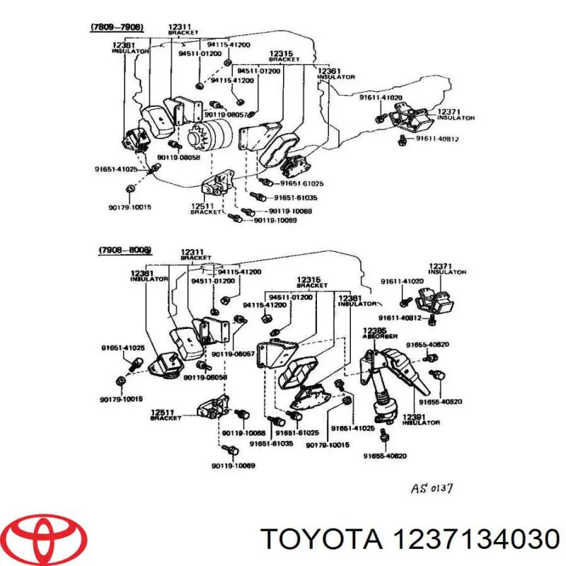  Soporte de motor derecho para Toyota Hilux N