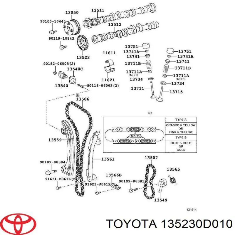  Rueda dentada, árbol de levas escape para Toyota Corolla E11