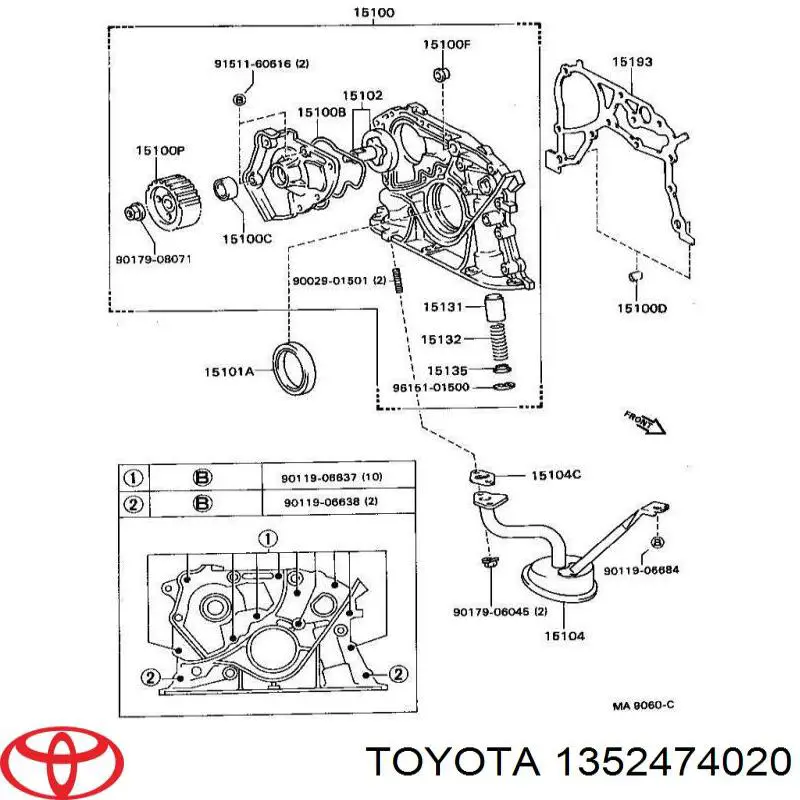  Rueda dentada, bomba de aceite para Toyota RAV4 1 