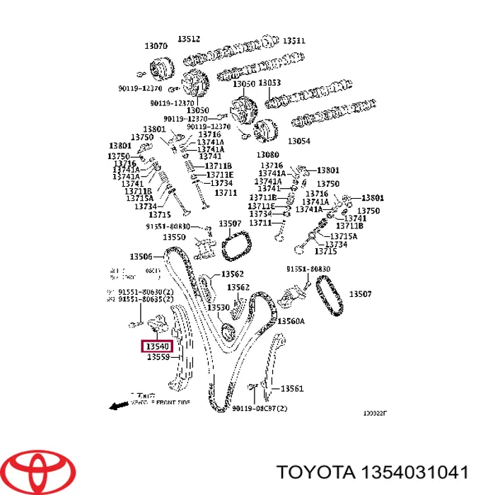 1354031040 Toyota tensor, cadena de distribución