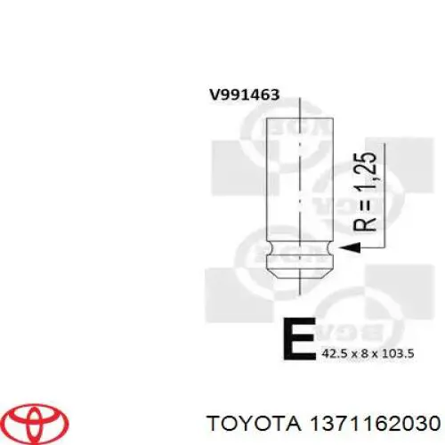  Válvula de admisión para Toyota 4 Runner N130