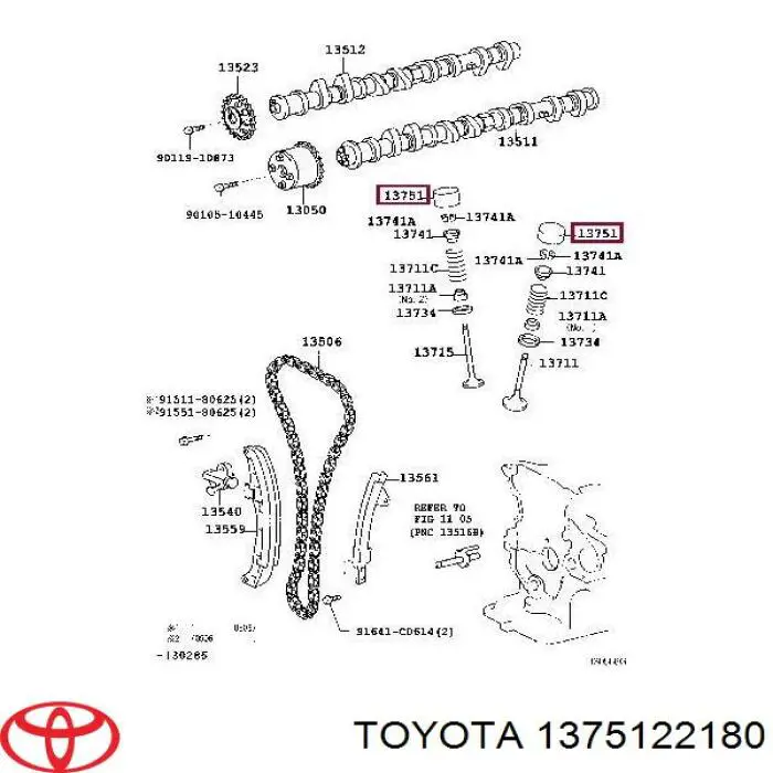 1375122180 Toyota empujador de válvula