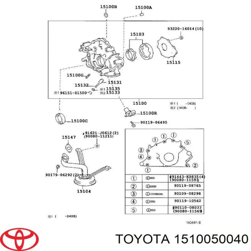 1510050040 Toyota bomba de aceite