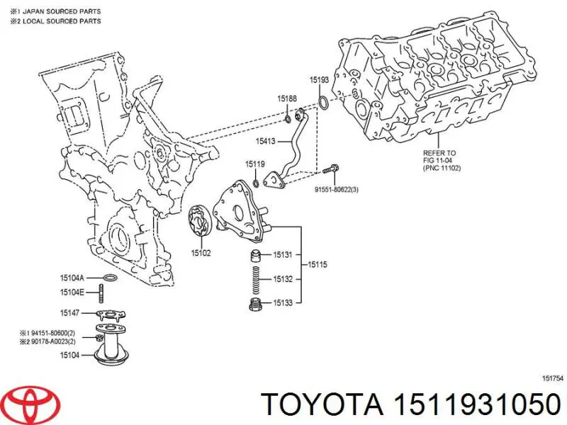  Junta, bomba de aceite para Toyota Fj Cruiser 