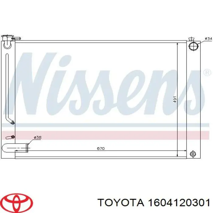 1604120301 Toyota radiador refrigeración del motor