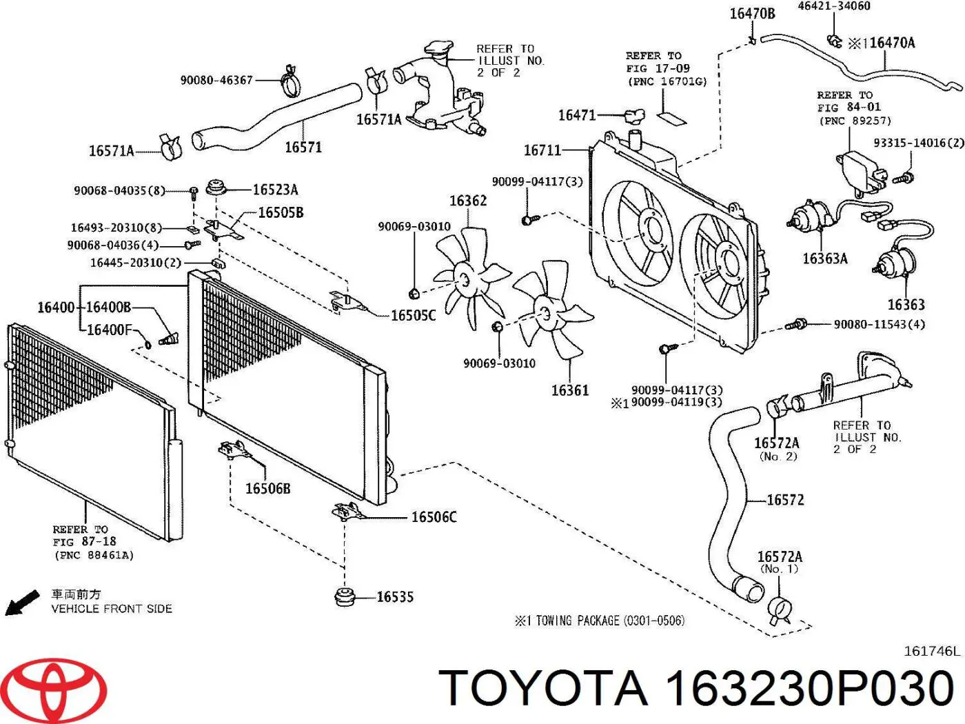 163230P030 Toyota caja del termostato