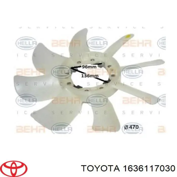 1636117030 Toyota rodete ventilador, refrigeración de motor