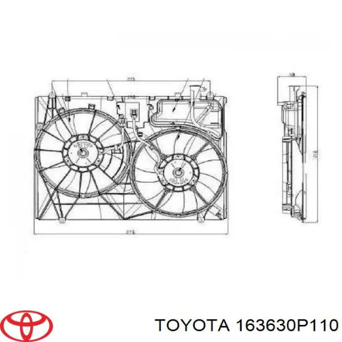  Motor de ventilador, Refrigeración, derecho para Toyota Sienna L2