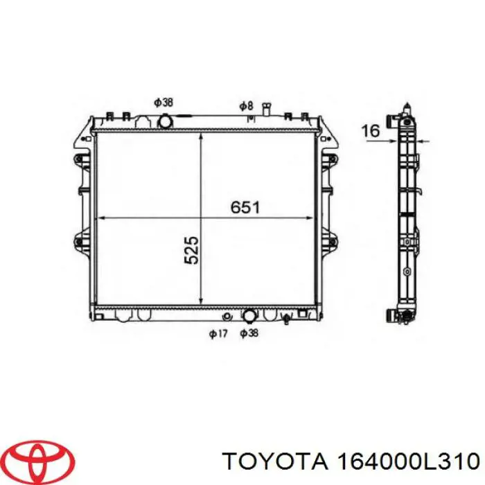 164000L310 Toyota radiador refrigeración del motor