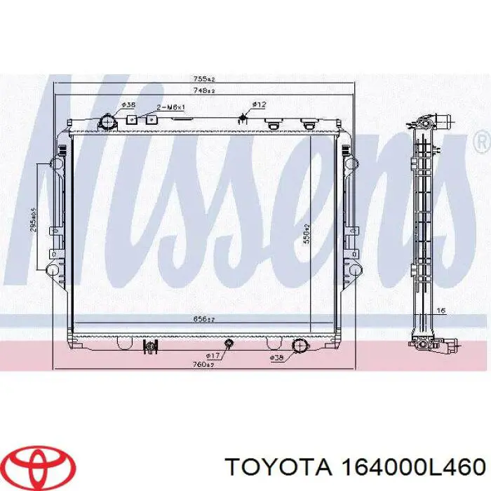  Radiador refrigeración del motor para Toyota Hilux GUN12, GUN13