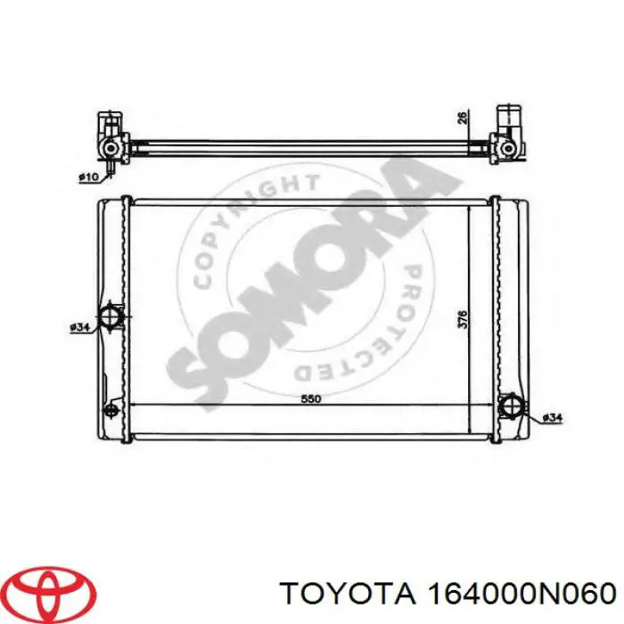 164000N060 Toyota radiador refrigeración del motor