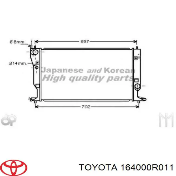 164000R011 Toyota radiador refrigeración del motor