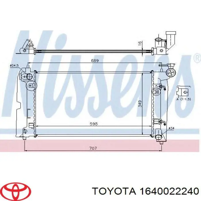 1640022240 Toyota radiador refrigeración del motor