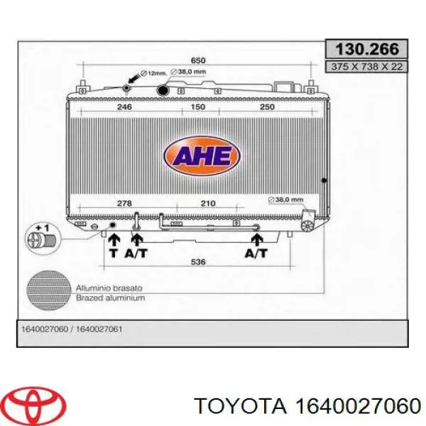 1640027060 Toyota radiador refrigeración del motor