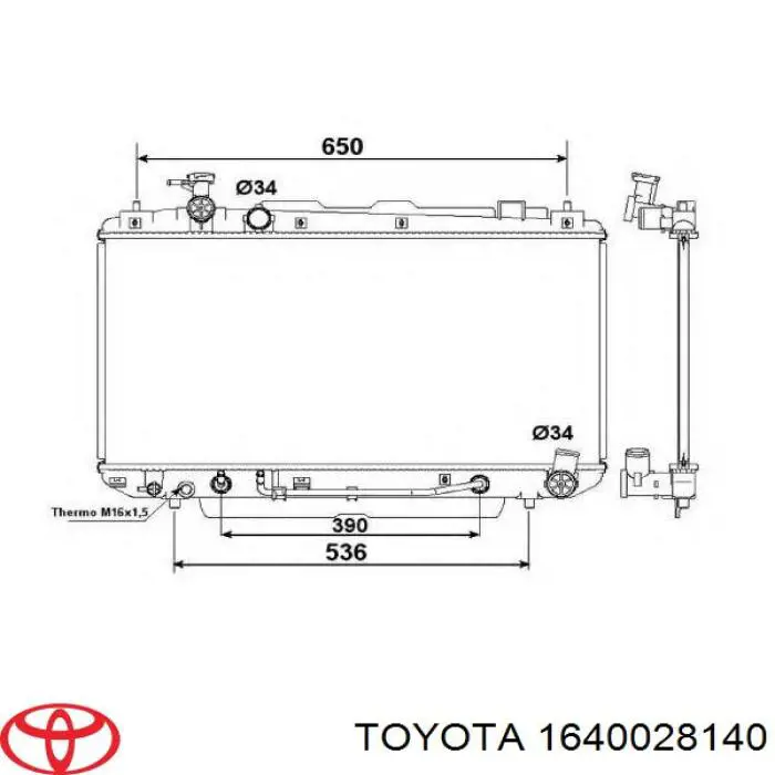 1640028210 Toyota radiador refrigeración del motor