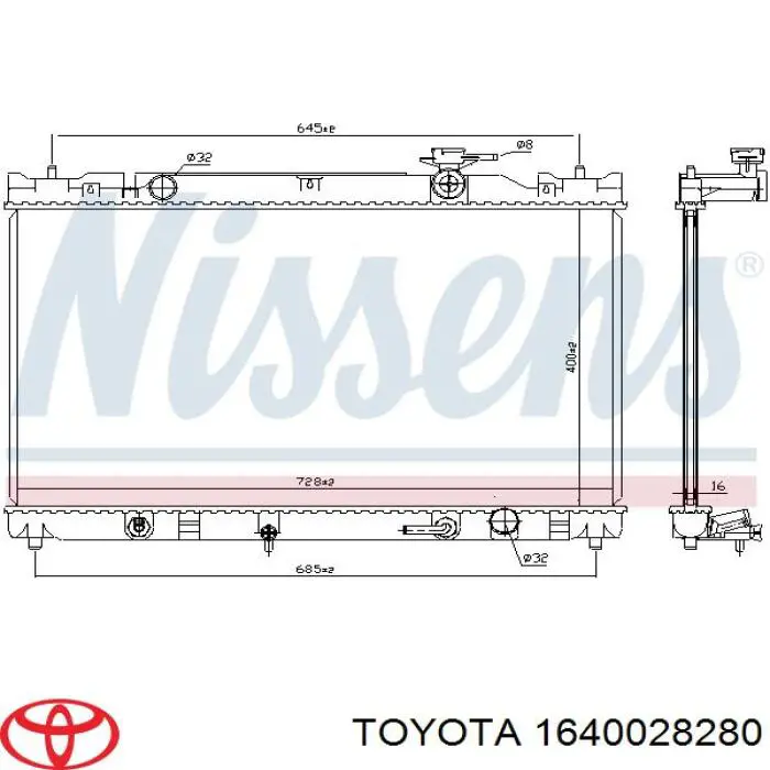 1640028280 Toyota radiador refrigeración del motor