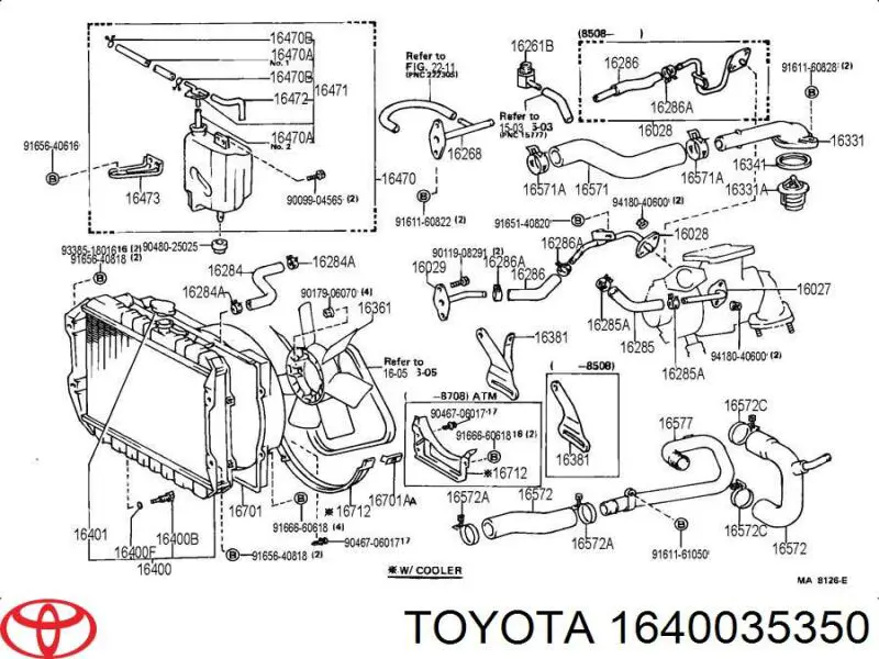  Radiador refrigeración del motor para Toyota 4 Runner N130