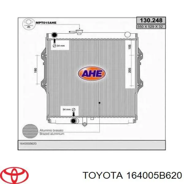  Radiador refrigeración del motor para Toyota Hilux N