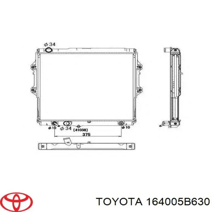 164005B630 Toyota radiador refrigeración del motor