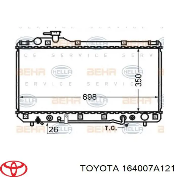 164007A121 Toyota radiador refrigeración del motor