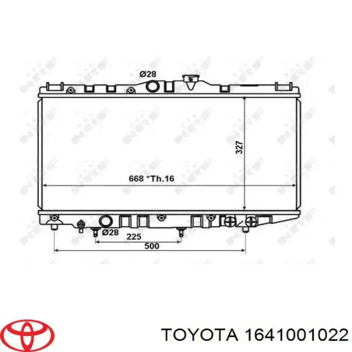 1641001022 Toyota radiador refrigeración del motor