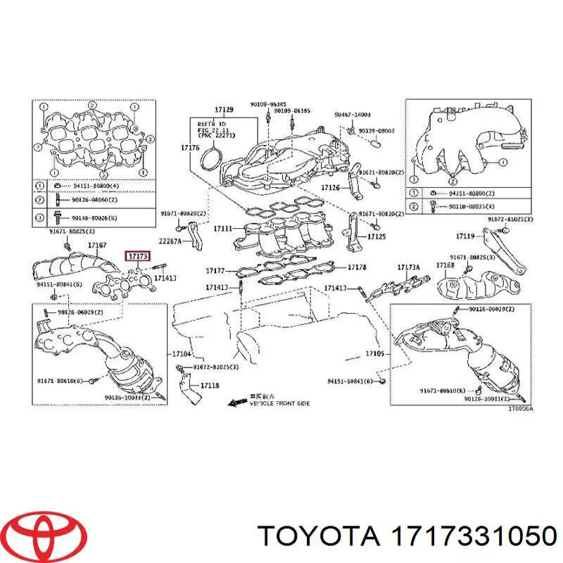  Junta de colector de escape para Toyota Tundra 