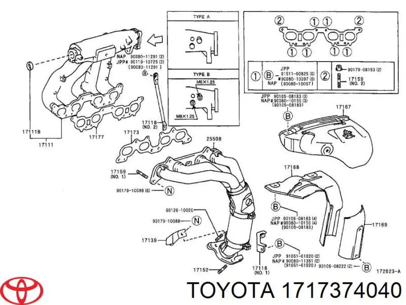  Junta de colector de escape para Toyota Picnic XM1