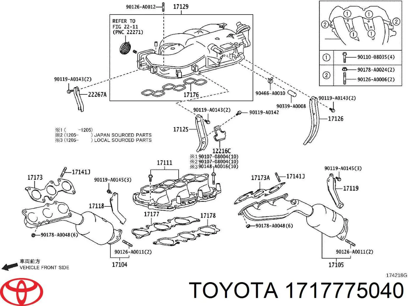 1717775040 Toyota junta, colector de admisión