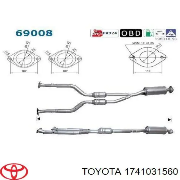 1741031560 Toyota silenciador delantero