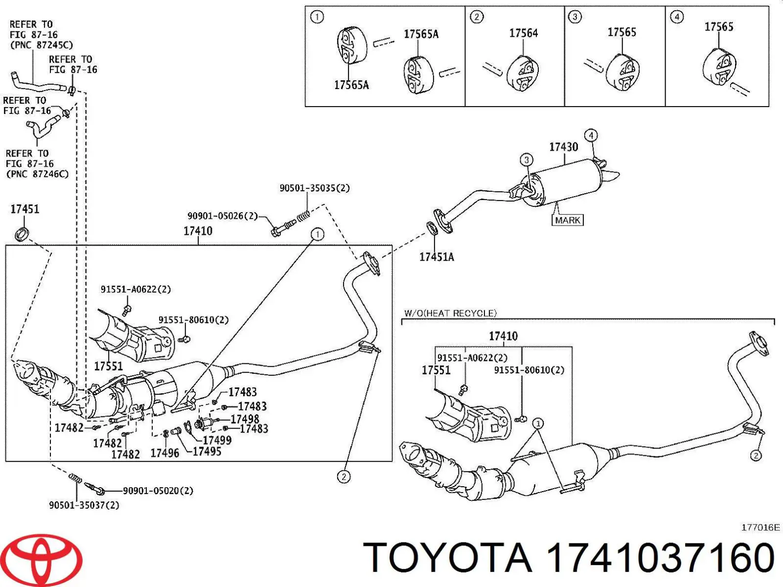 1741037160 Toyota tubo de admisión del silenciador de escape delantero