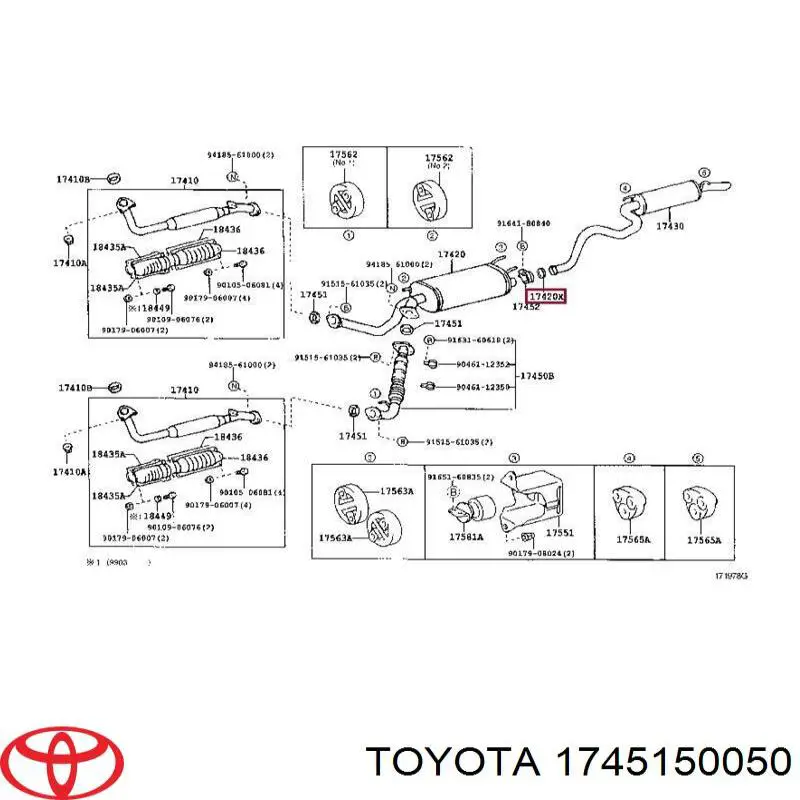  Junta De Tubo De Escape Silenciador para Toyota Land Cruiser 